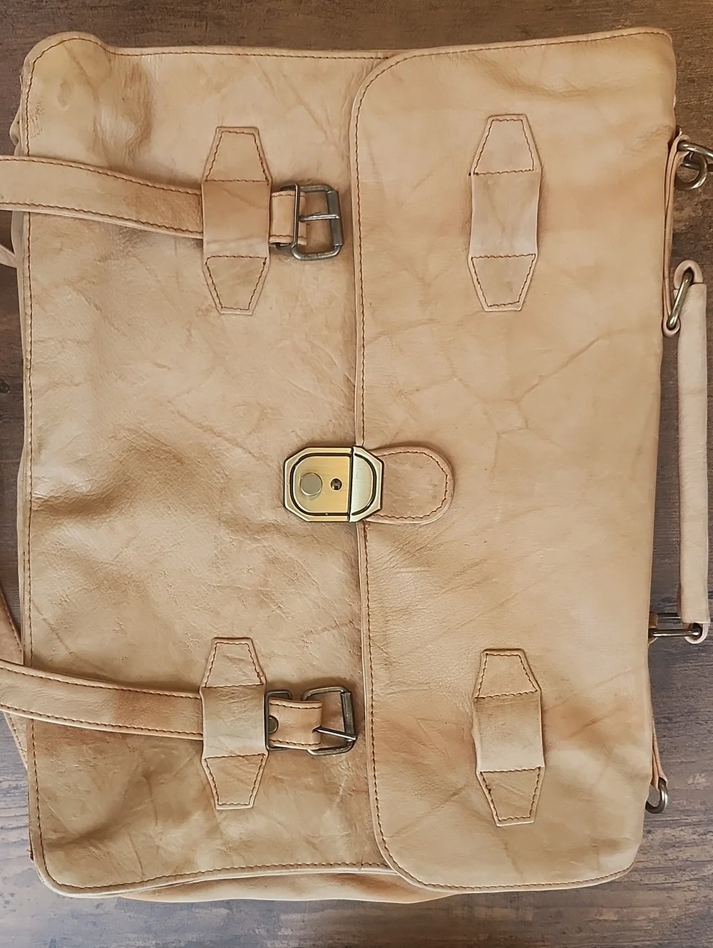 Vintage Alami London Leather Messenger Satchel Swiss Amiet Lock with Key